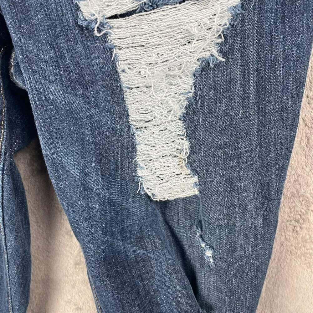 Jennifer Lopez Boyfriend Jeans Womens 14 Medium Wash Distressed Y2K Grunge Retro